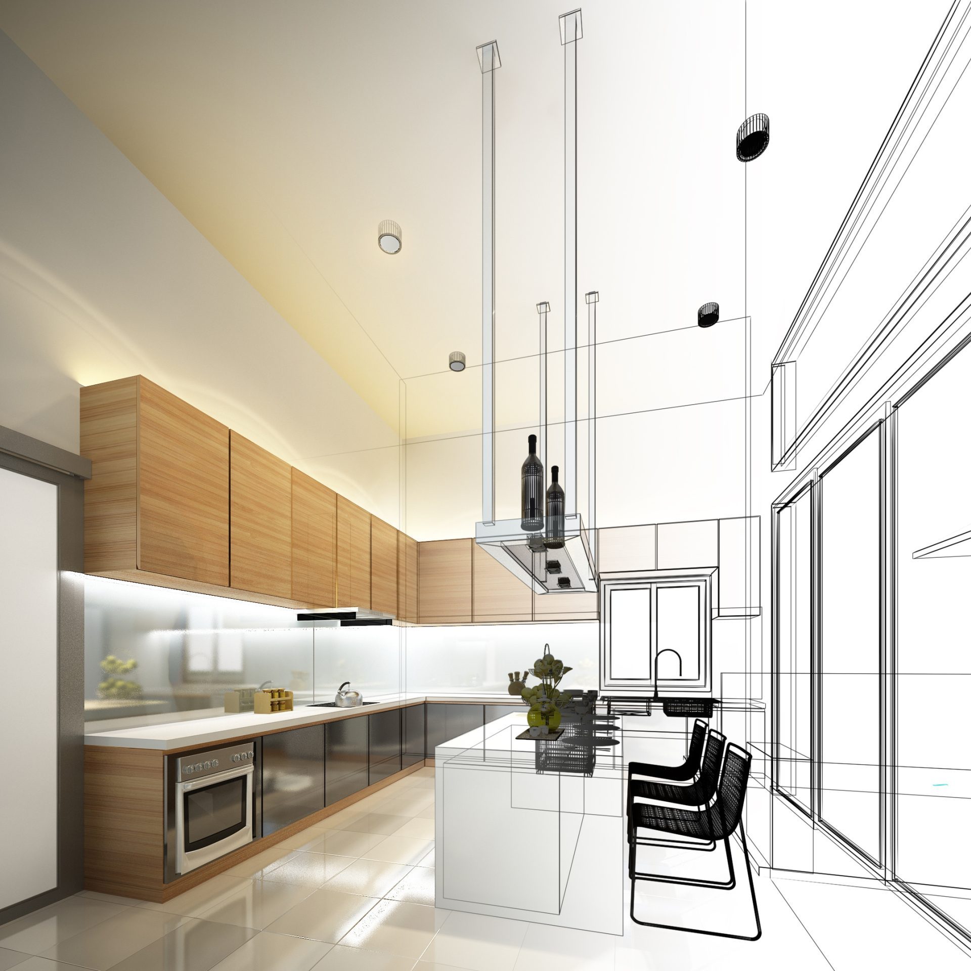 Apartment kitchen design sketch